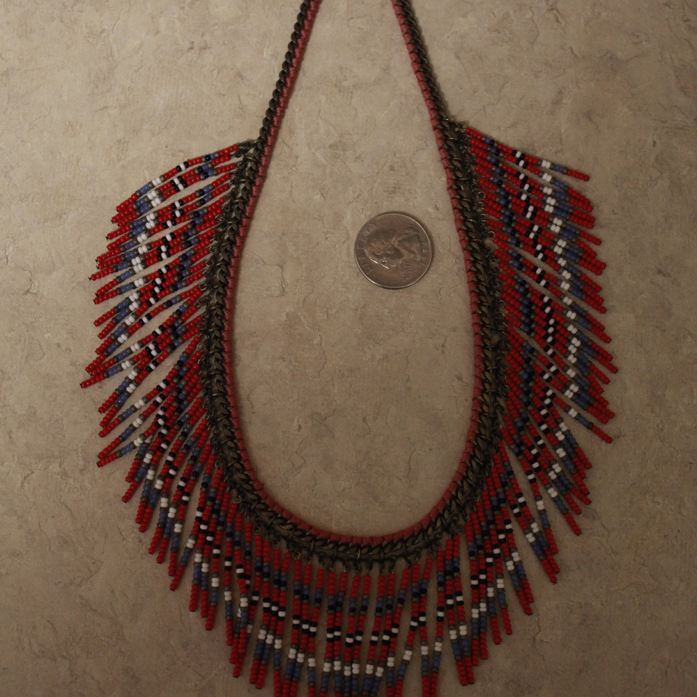 Lee Angel Yasmine Bib Fringe Beaded Necklace